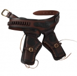 Ceinturon double holster marron 
pour 2 revolvers western  