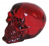 Crâne tête de mort en verre 
Translucide Rouge  