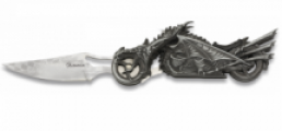 Couteau Pliant Moto dragon  
lame de 8.5 cm avec lampe  