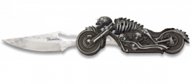 Couteau Pliant Moto squelette 
 lame de 8.5 cm avec lampe  