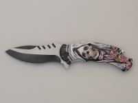 Couteau pliant Skull bouquet de rose  
lame de 9 cm  