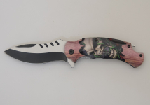 Couteau pliant Tete de mort liane  
lame de 9 cm  