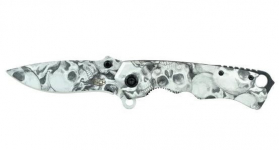 Couteau pliant tête de mort grise  
lame de 8.5 cm   
