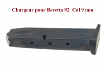 Chargeur seul pour Pistolet Beretta 92  
Cal. 9 mm  