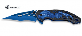Couteau Pliant skull bleu 3D  Lame de 9.5 cm  