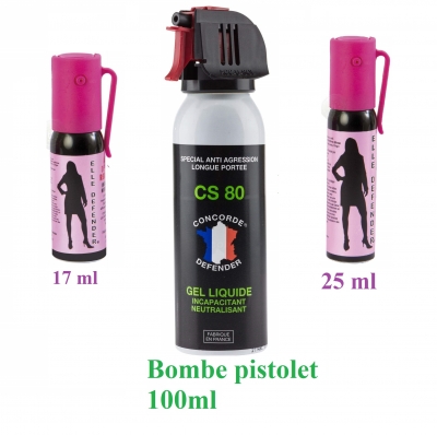 Spray Bombe lacrymogène Anti agression Gaz GEL 50 ML pack 2 lire  attentivement