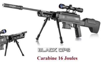 Carabine à plomb BLACK OPS Type sniper Cal 4.5 mm 16 Joules , BLACK OPS
