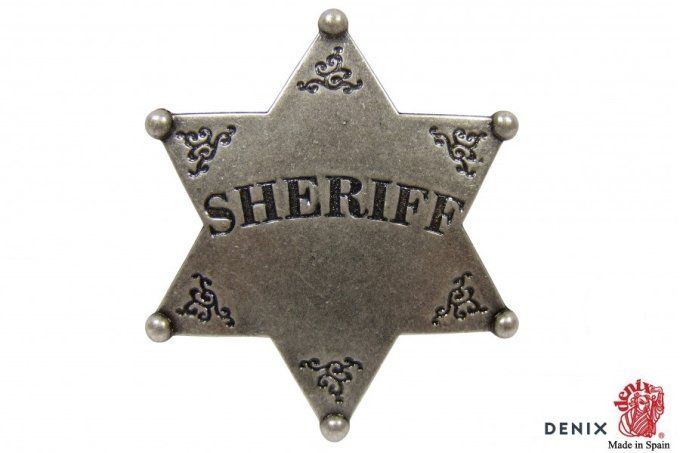 Etoile de shériff Argent vieilli 6 pointes