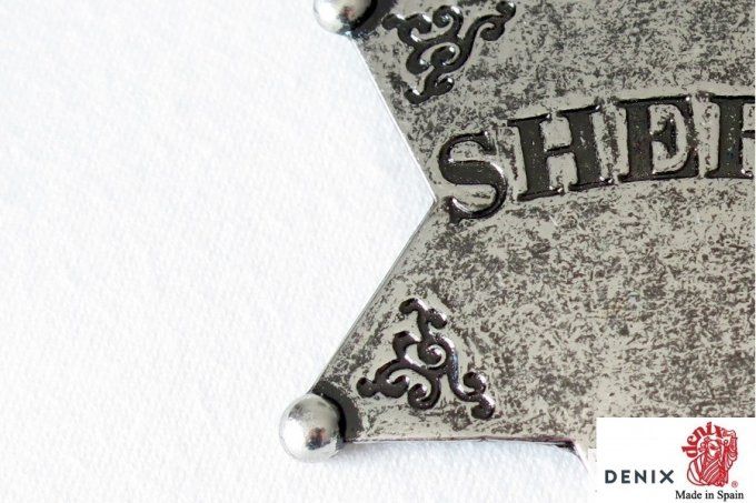 Etoile de shériff Argent vieilli 6 pointes