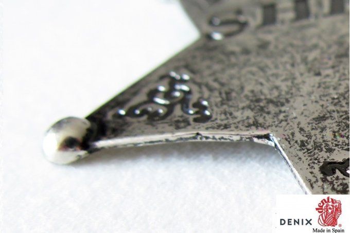 Etoile de shériff Argent vieilli 6 pointes