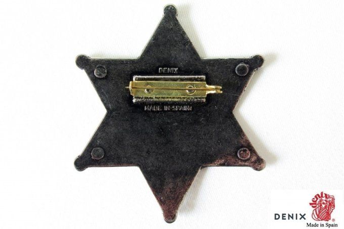 Etoile de shériff Argent vieilli 6 pointes