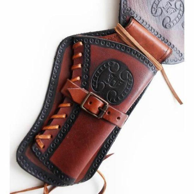 Ceinturon holster marron pour 1 revolver western