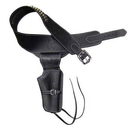 Ceinturon holster noir + balles pour 1 revolver western