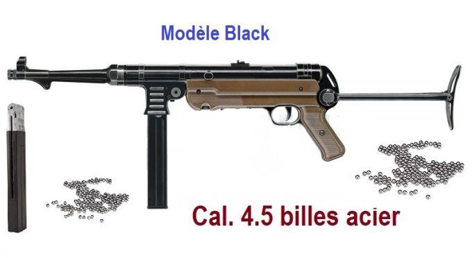 Fusil Mitrailleur  Legends MP Black semi auto  Cal. 4.5 Bille Acier 