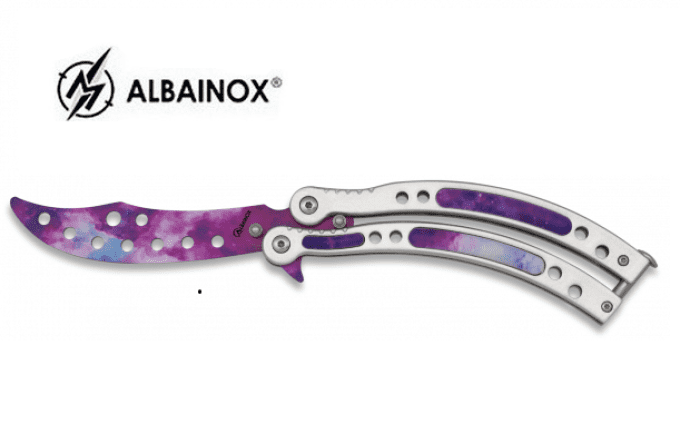 Couteau papillon Colorful Violet D’entrainement  lame de 9 cm