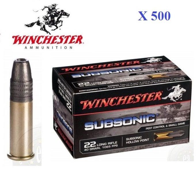 Cartouches 22LR SUBSONIC  42 MAX  Winchester  boite de 500