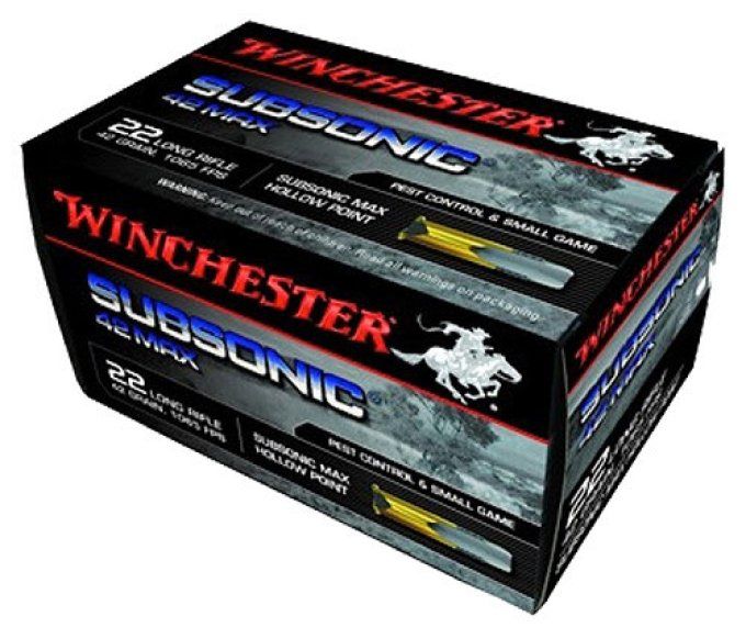 Cartouches 22LR SUBSONIC  42 MAX  Winchester  boite de 500