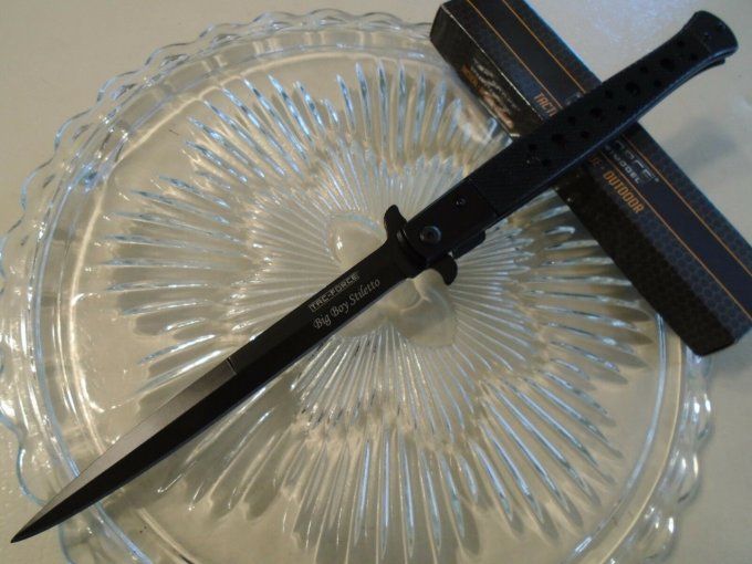 Couteau Pliant automatique Big Boy Stiletto NoirLame de 14.5 cm
