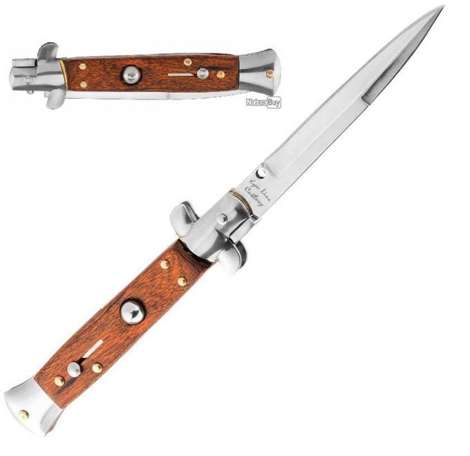 Couteau pliant Automatique Bois sicilien Lame de 10 cm