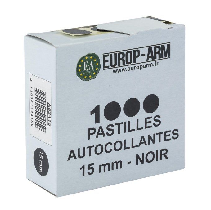 Pastilles autocollantes noires 15 mm