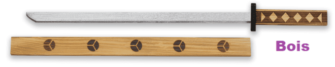 Katana Wakisashi en bois avec motif  de  62.5 cm