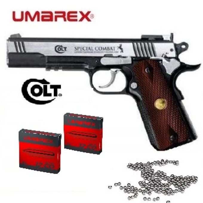 Pistolet à billes acier COLT SPECIAL  COMBAT + 10 Capsules co2