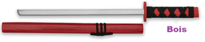 Katana Wakisashi en bois rouge  de  54.5 cm