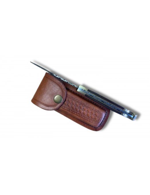 Couteau plian DAMASCUS  avec son Etui tout Cuir