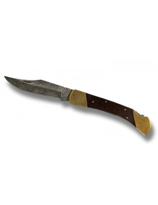 Couteau plian DAMASCUS  avec son Etui tout Cuir