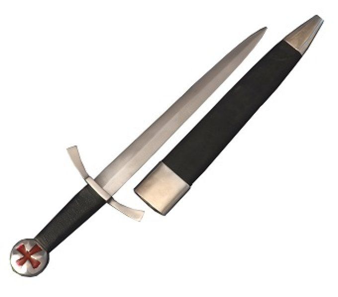 Dague Templière de Combat forgée avec fourreau cuir