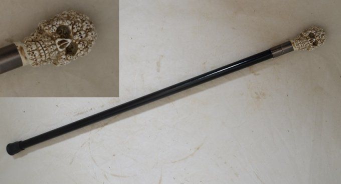 Canne épée tête de mort multiple