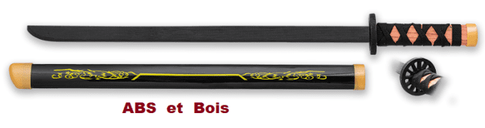 Katana  ABS et bois  noir et blanc