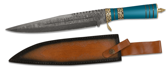 Poignard DAMASCUS  lame de 25.50 cm avec son Etui tout Cuir