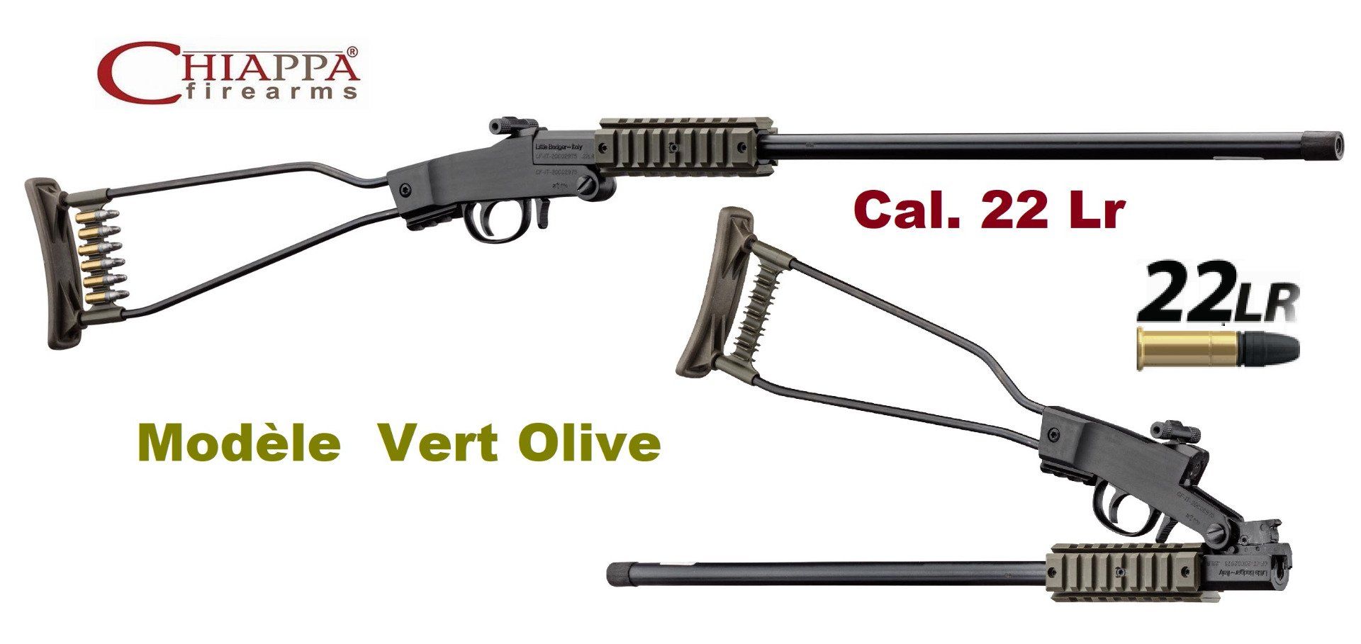 Carabine CHIAPPA Pliante Vert OD  // LITTLE  BADGER  22 Lr