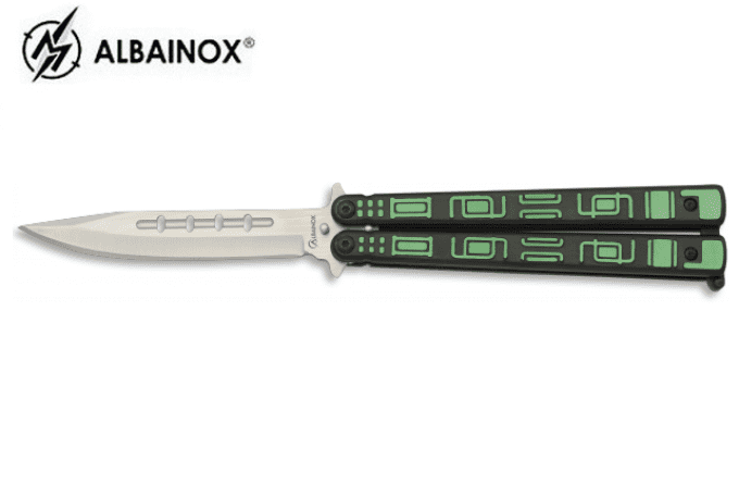 Couteau papillon mod. electro. Vert et noir
