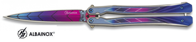 Couteau  papillon  colorful violet dégradé  lame de  10.60 cm