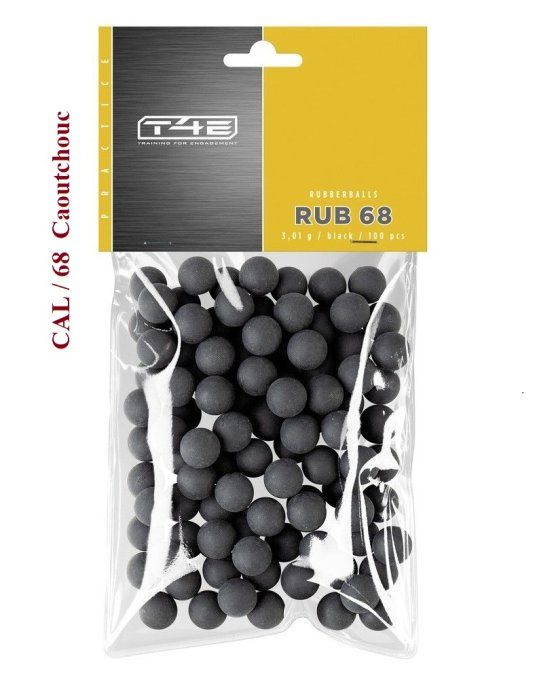 Sachet de 100 Billes caoutchouc Noire  Cal. 68