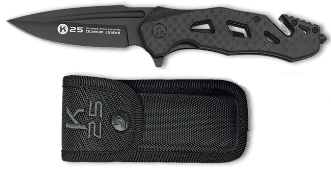 Couteau pliant tactique noir carbone Titanium lame de 8.5