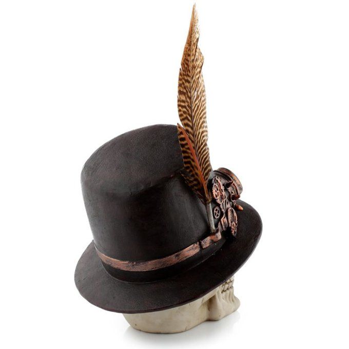 Crâne Stempunk chapeau plume