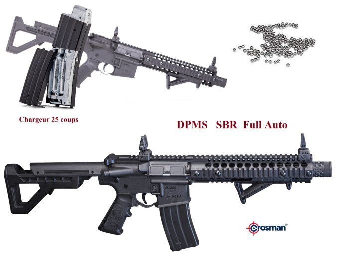 Carabine crosman DPMS SBR full auto  Cal. 4.5 Bille Acier