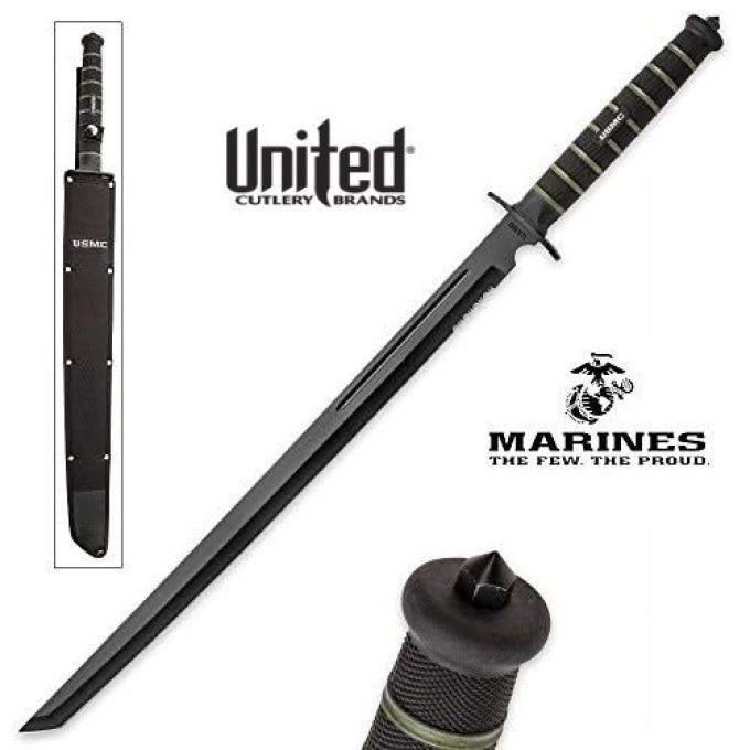 Epée Sabre de combat USMC Blackout avec fourreau