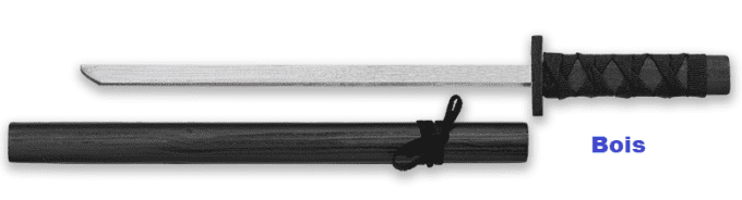 Katana Wakisashi en bois noir  de  52 cm