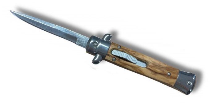 Couteau pliant Automatique Bois clair Lame de 10 cm