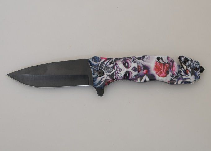 Couteau pliant Santa Muerte lame 9 cm