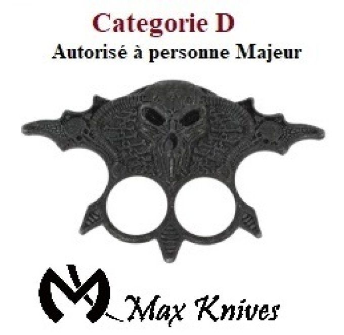 Poing Américain Tête de mort avec pointes Gris