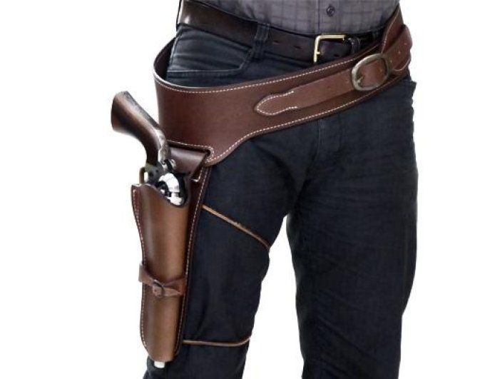 Ceinturon holster (BUSCADERO) Marron pour 1 revolver western