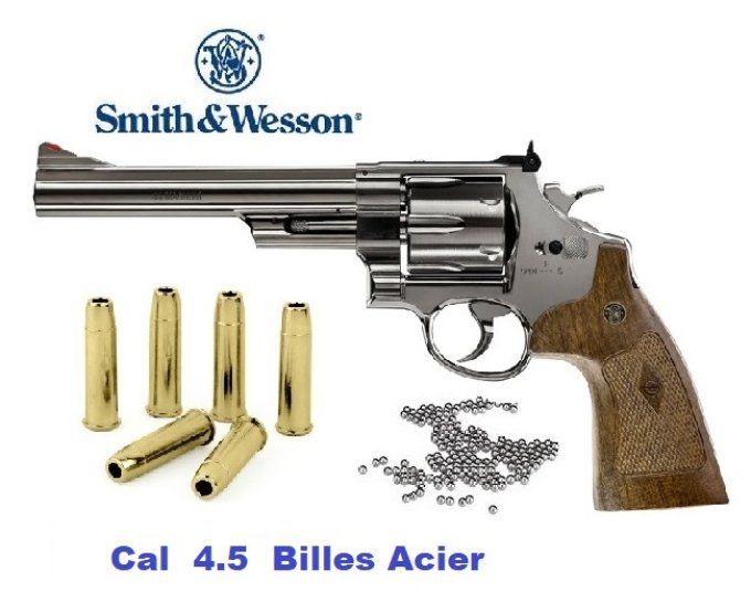 Revolver  S & W « Mod  29 6.5’’ »  Finition  NICKELEE  *Co2  Billes Acier * Cal 4.5mm