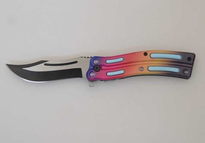 Couteau pliant vague Tie and dye lame de 10 cm