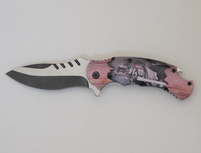 Couteau pliant bois chevalier templier  lame de 9 cm