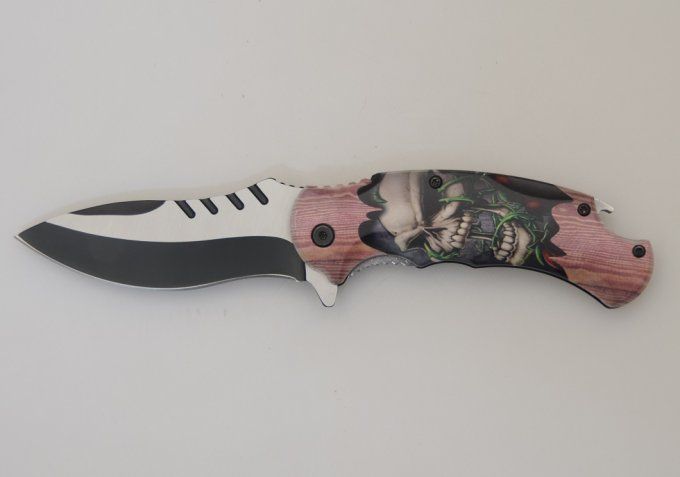 Couteau pliant Tete de mort liane  lame de 9 cm